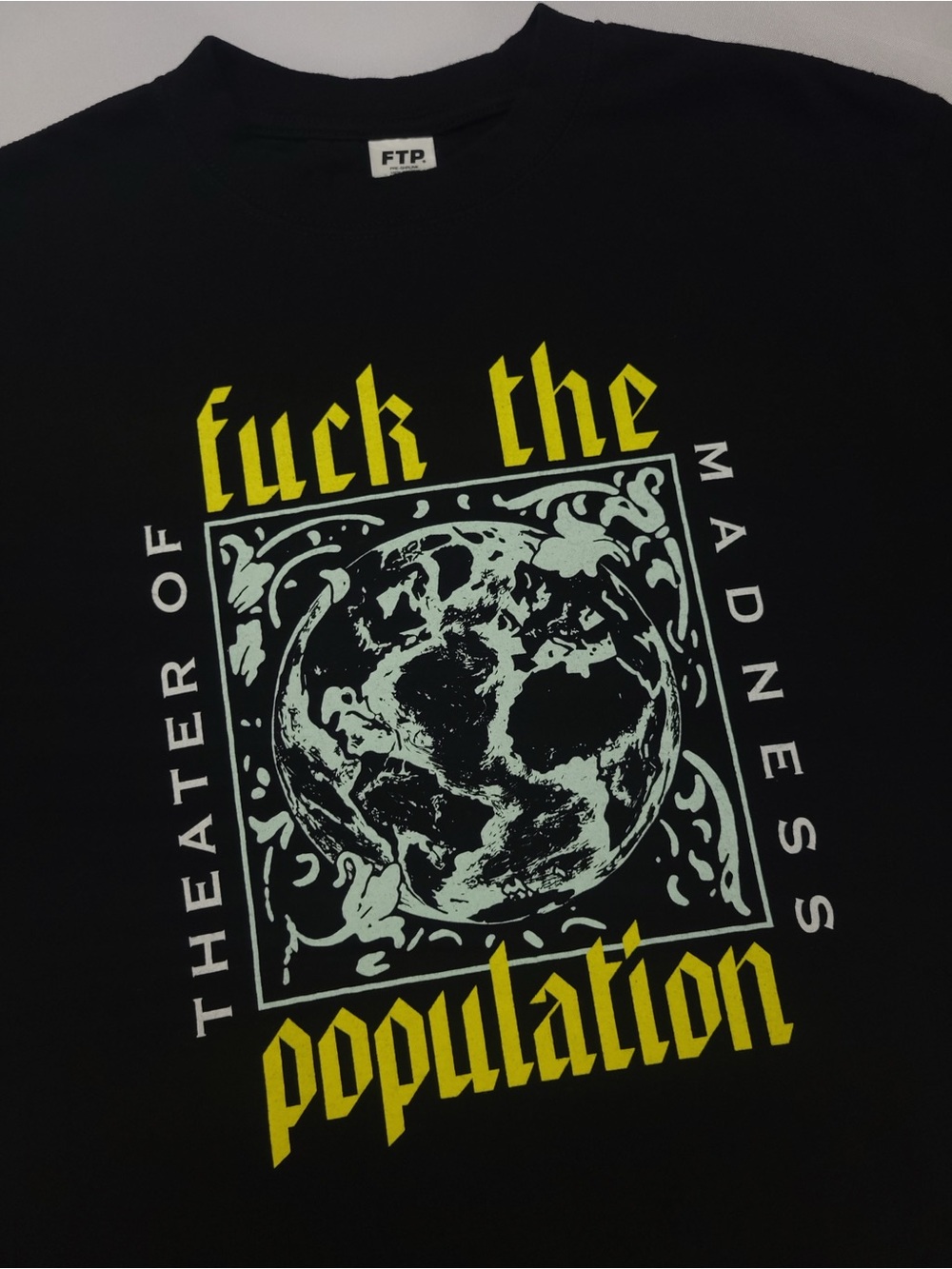FTP Theatre Of Madness Black Graphic T-Shirt Mens Size Large 100% Cotton